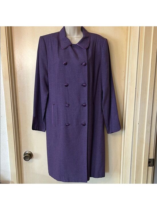 Diane Von Furstenberg Jackets & Blazers - Diane Von Furstenberg Double-Breasted Violet Silk Frock Coat size M